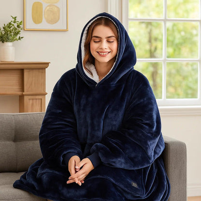 WarmHug - Manta Aquecida com Capuz Oversized com Tecnologia de Autoaquecimento USB