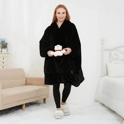WarmHug - Manta Aquecida com Capuz Oversized com Tecnologia de Autoaquecimento USB