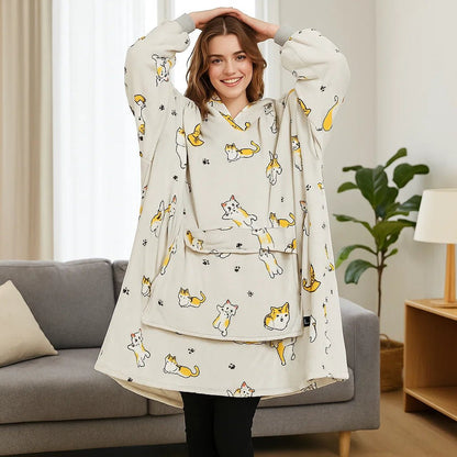 WarmHug - Manta Aquecida com Capuz Oversized com Tecnologia de Autoaquecimento USB