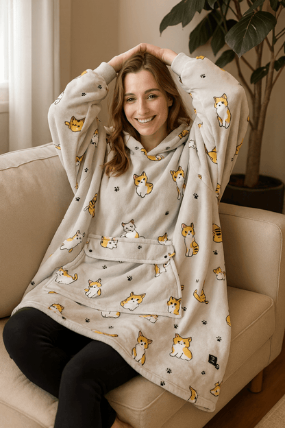 WarmHug - Manta Aquecida com Capuz Oversized com Tecnologia de Autoaquecimento USB