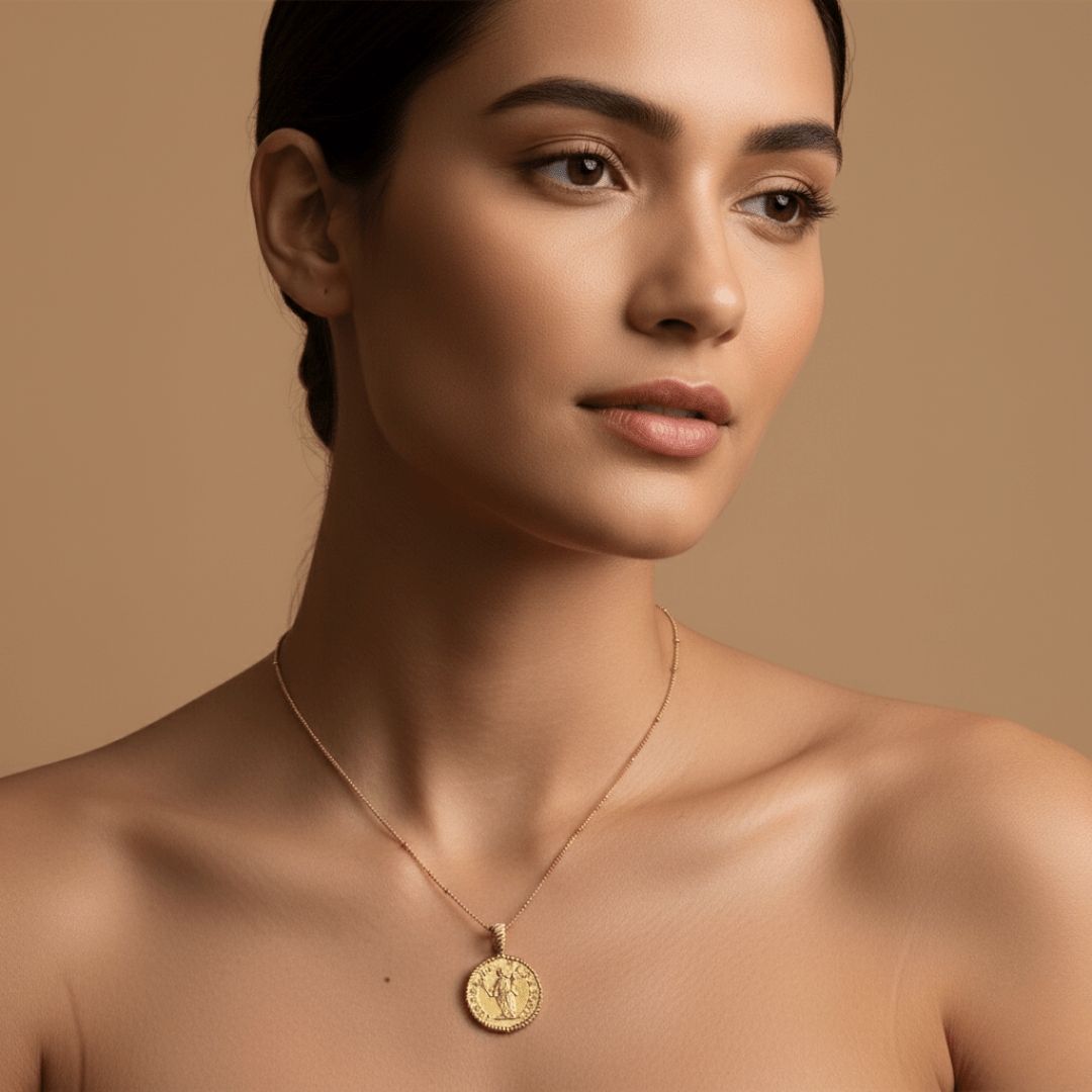 Joyería de Empoderamiento - Collar Moneda Atenea para Mujeres, Diseño Antiguo