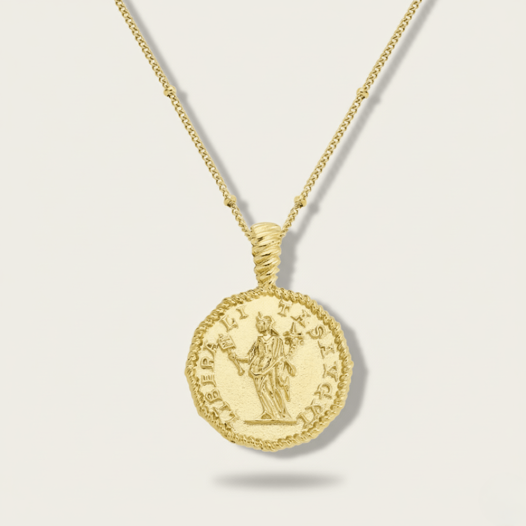 Joyería de Empoderamiento - Collar Moneda Atenea para Mujeres, Diseño Antiguo