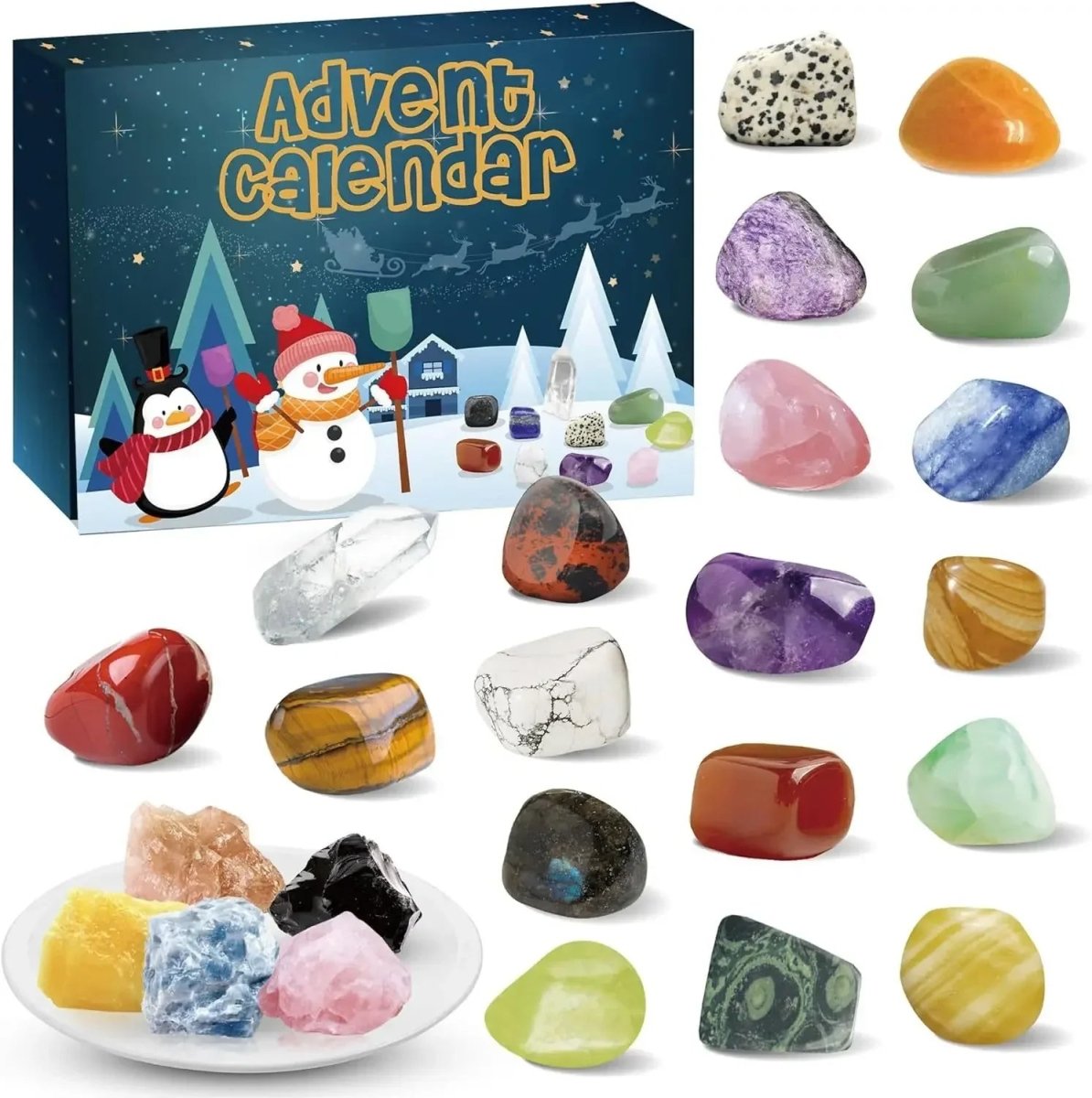 CALENDARIO DELL'AVVENTO CON CRISTALLI INCANTATI 2025 – 24 Cristalli Naturali per un Magico Conto alla Rovescia per le Feste