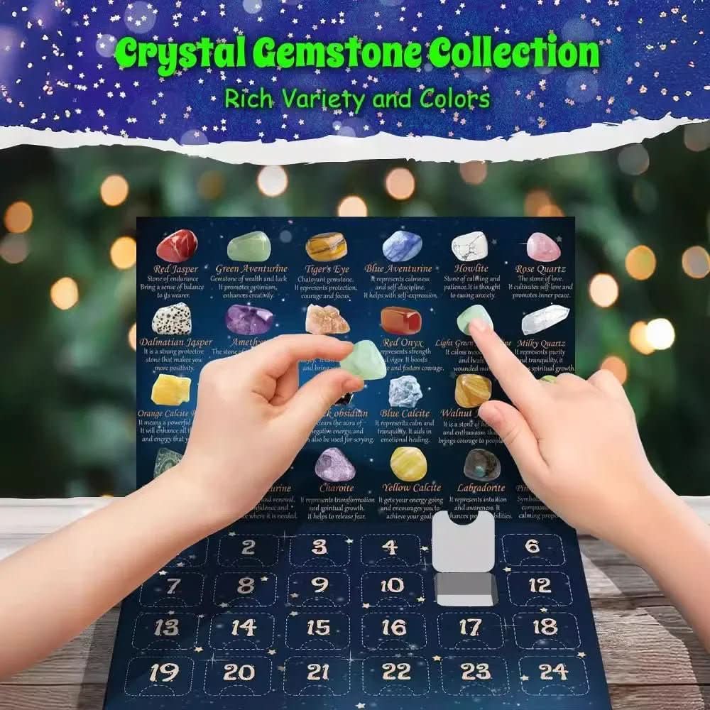 ENCHANTED CRYSTAL ADVENT CALENDAR 2025 – 24 Natural Crystals for a Magical Holiday Countdown