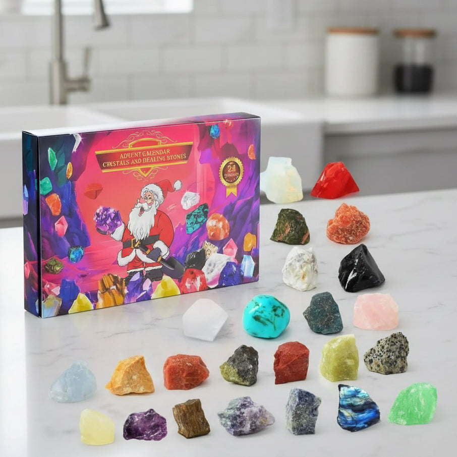 ENCHANTED CRYSTAL ADVENT CALENDAR 2025 – 24 Natural Crystals for a Magical Holiday Countdown