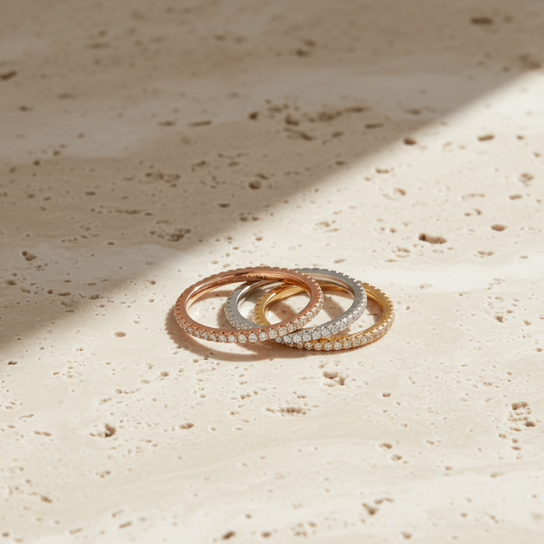 Anillo Eternity Brillante Plata Oro