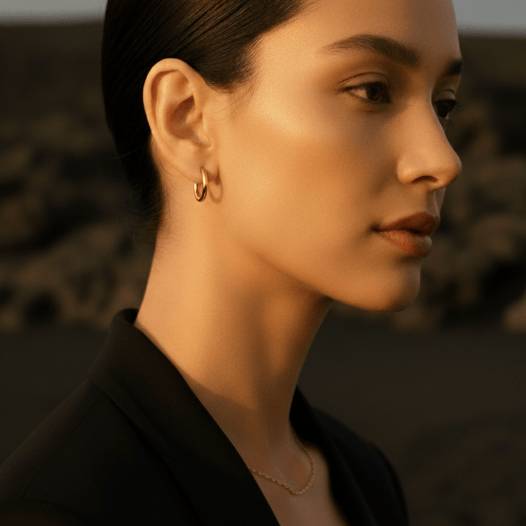 Pendientes de aro de plata y oro desgastados por el mar