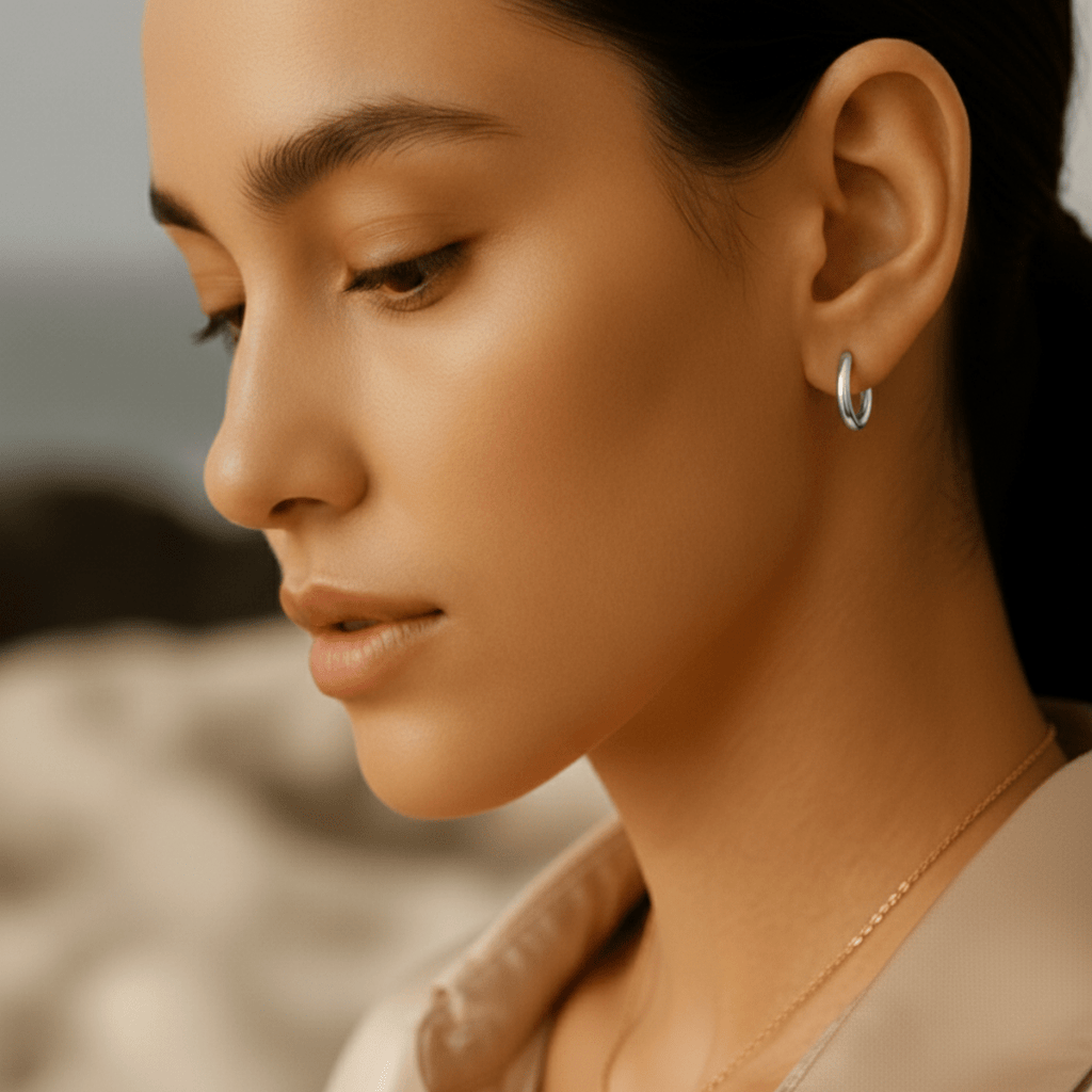 Pendientes de aro de plata y oro desgastados por el mar