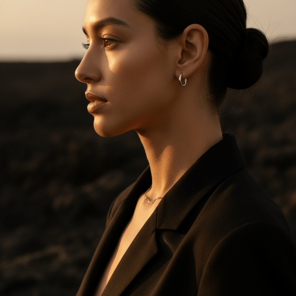 Pendientes de aro de plata y oro desgastados por el mar