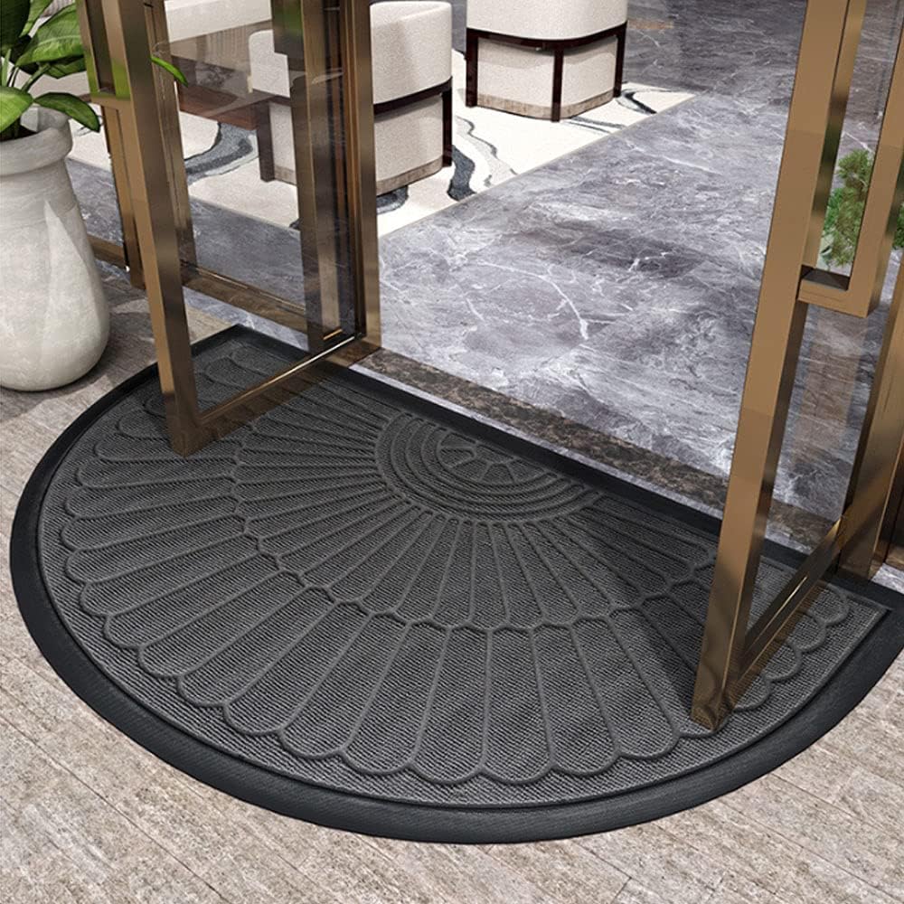 Non-Slip Semi-Circular Door Mat for Indoor & Outdoor Use - Durable Dirt Trapper 1