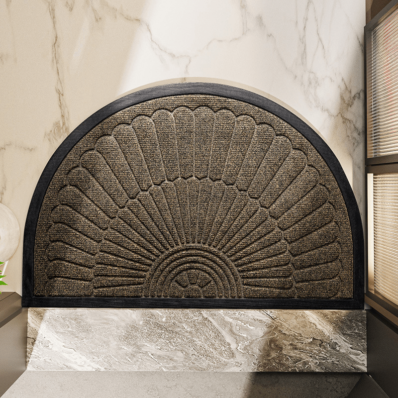 Non-Slip Semi-Circular Door Mat for Indoor & Outdoor Use - Durable Dirt Trapper 4