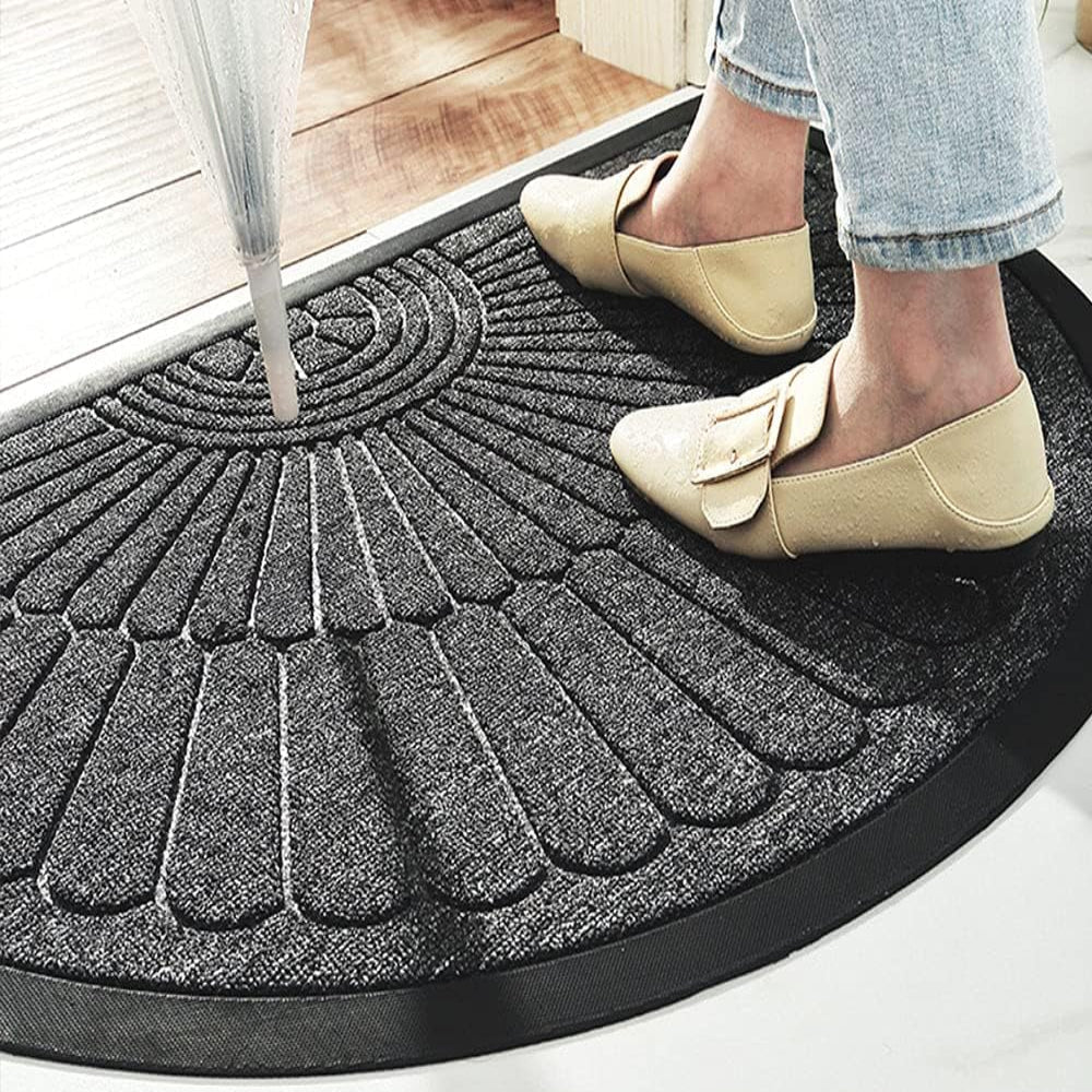 Non-Slip Semi-Circular Door Mat for Indoor & Outdoor Use - Durable Dirt Trapper 3