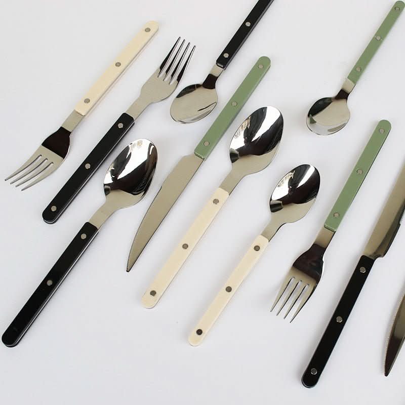 BistroLine - 24-Piece Engraved Stainless Steel Cutlery Set for Elegant Dining 1