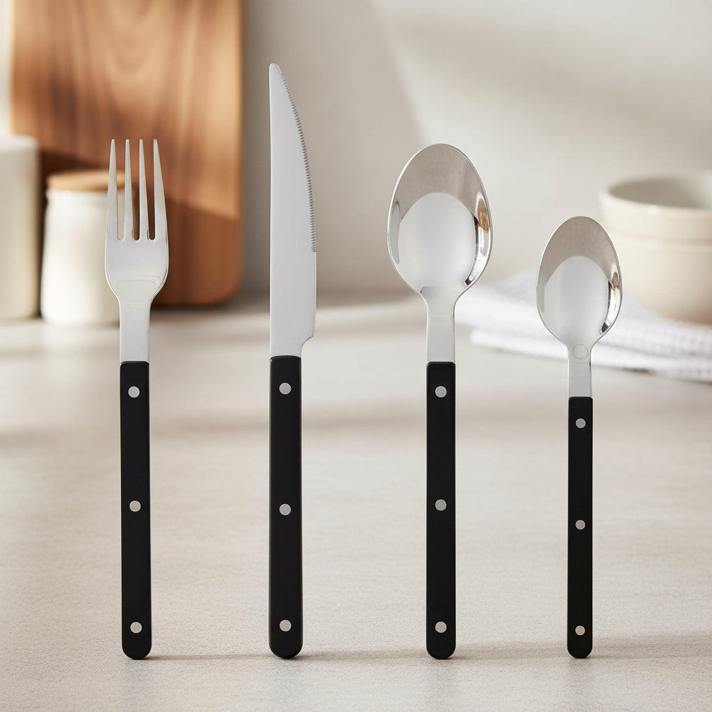 BistroLine - 24-Piece Engraved Stainless Steel Cutlery Set for Elegant Dining 0