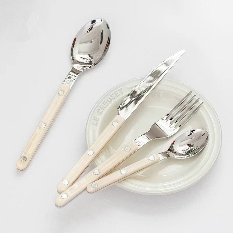 BistroLine - 24-Piece Engraved Stainless Steel Cutlery Set for Elegant Dining 5