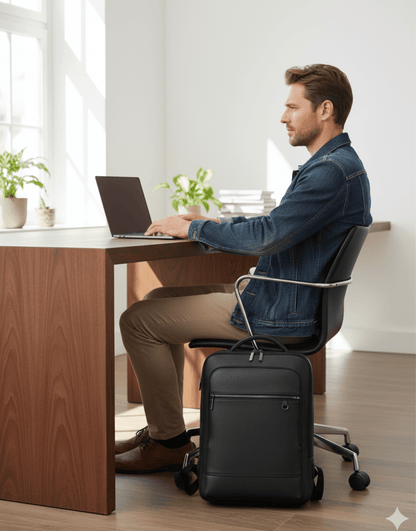 EXECUTREK – Elegante leren laptoprugzak met USB-poort