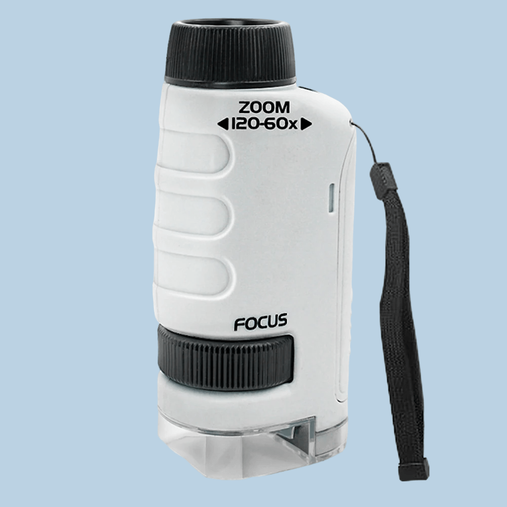 Explorerlens - Tragbares Kindermikroskop - 60x-120x Zoom mit LED-Licht für Entdeckungen im Freien