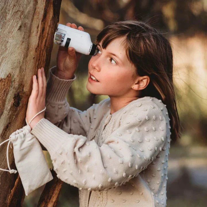 Explorerlens - Tragbares Kindermikroskop - 60x-120x Zoom mit LED-Licht für Entdeckungen im Freien