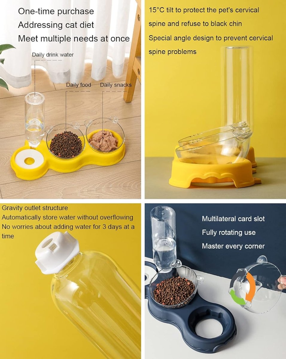 FEASTFLOW – Stazione di Alimentazione Elevata 3-in-1 con Distributore d'Acqua