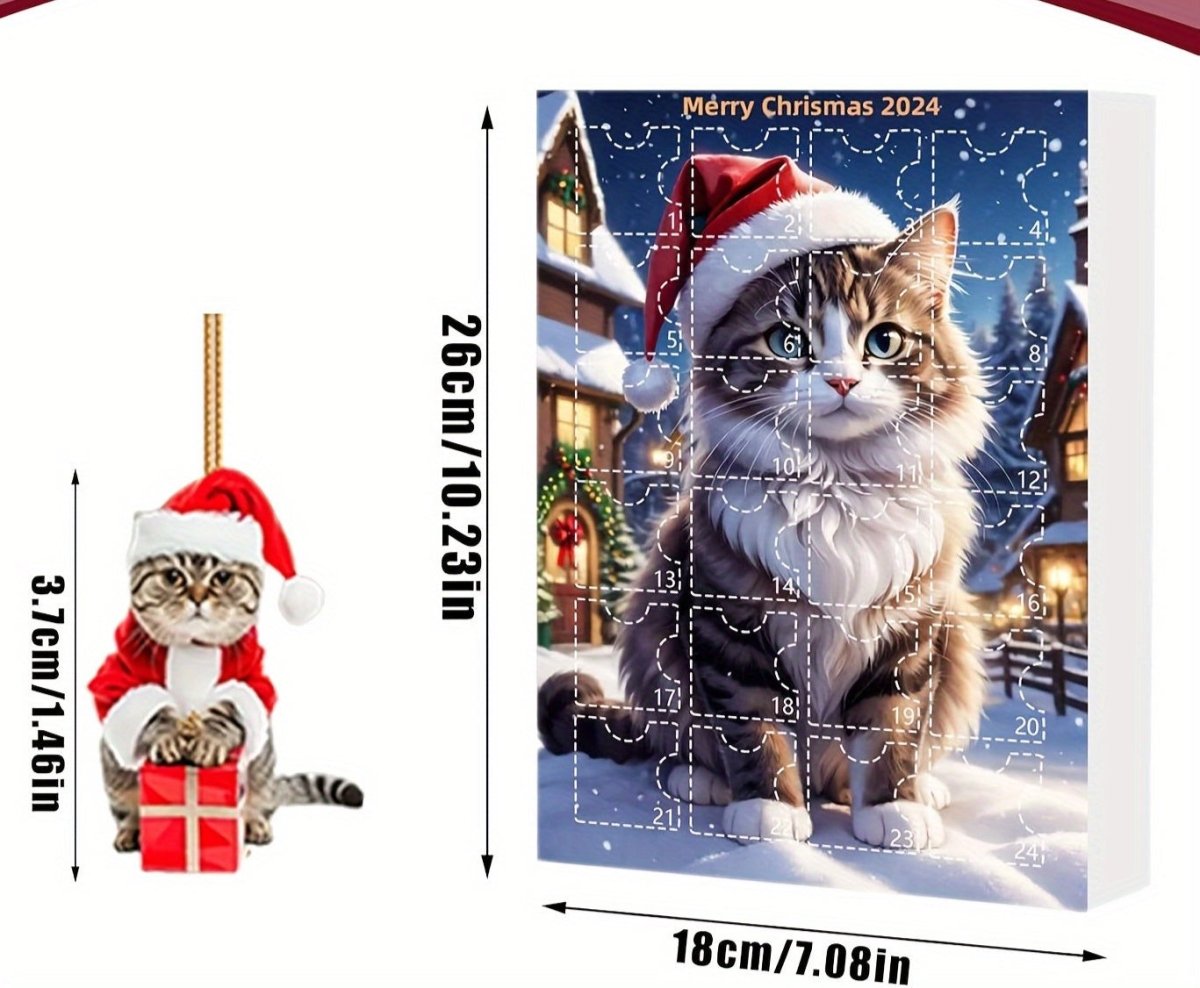 Cat Lovers' 24-Day Advent Calendar - Christmas Countdown with Acrylic Ornaments 3