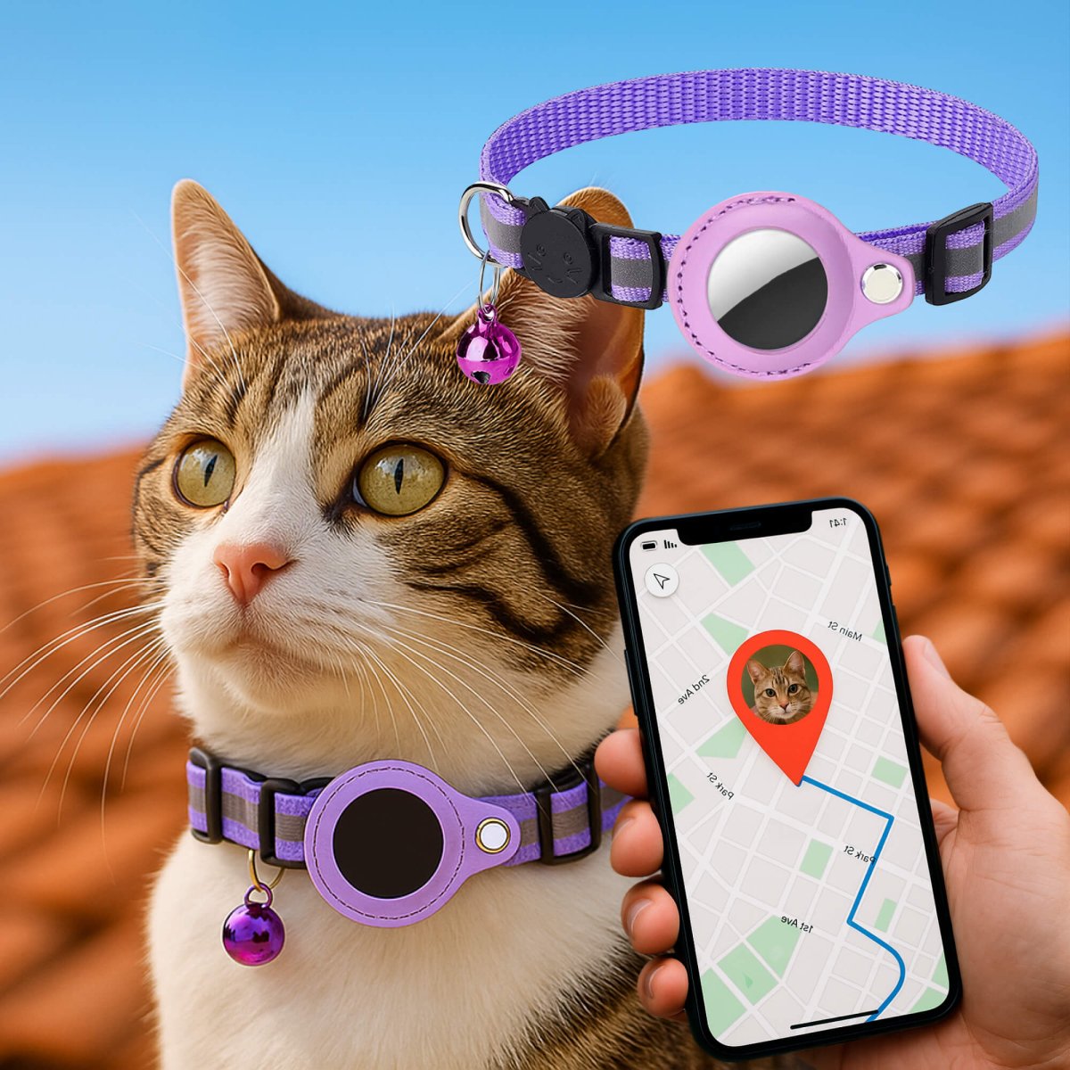 FELITRACK – Collier traceur GPS pour chat avec design réfléchissant