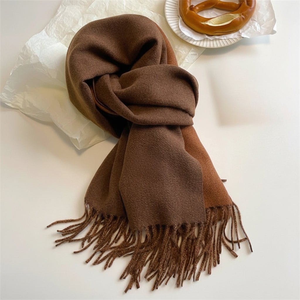 MODISHIA – Elegant Double Color Pashmina Scarf for Women with Soft Tassels 8