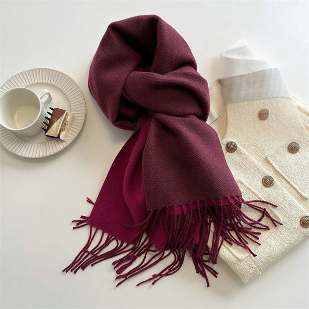 MODISHIA – Elegant Double Color Pashmina Scarf for Women with Soft Tassels 5