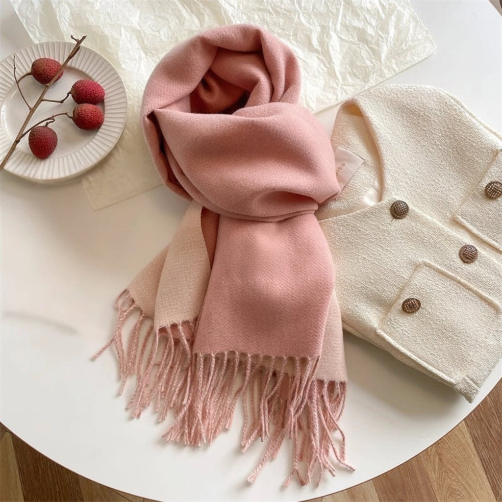 MODISHIA – Elegant Double Color Pashmina Scarf for Women with Soft Tassels 7