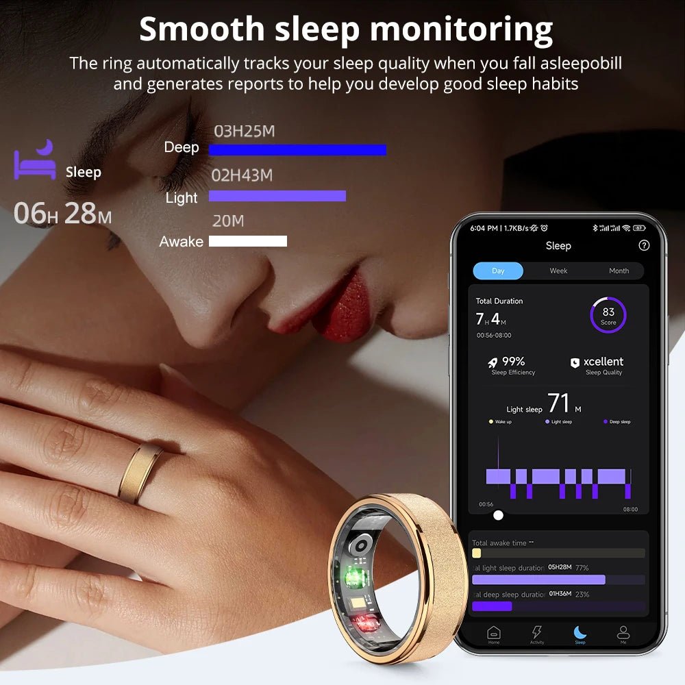FITCIRCLE – Anel Inteligente com Estojo de Carregamento para Homens e Mulheres, Monitorização de Saúde, Resistente à Água 5ATM