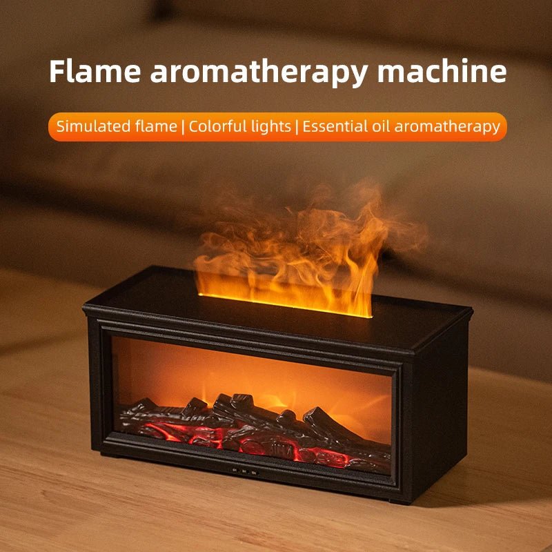 FlameAura – Aromatherapy Fireplace Diffuser with 7 LED Colors