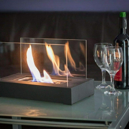 FlameGlow Bioethanol Table Fireplace – Real Fire Without Smoke or Soot
