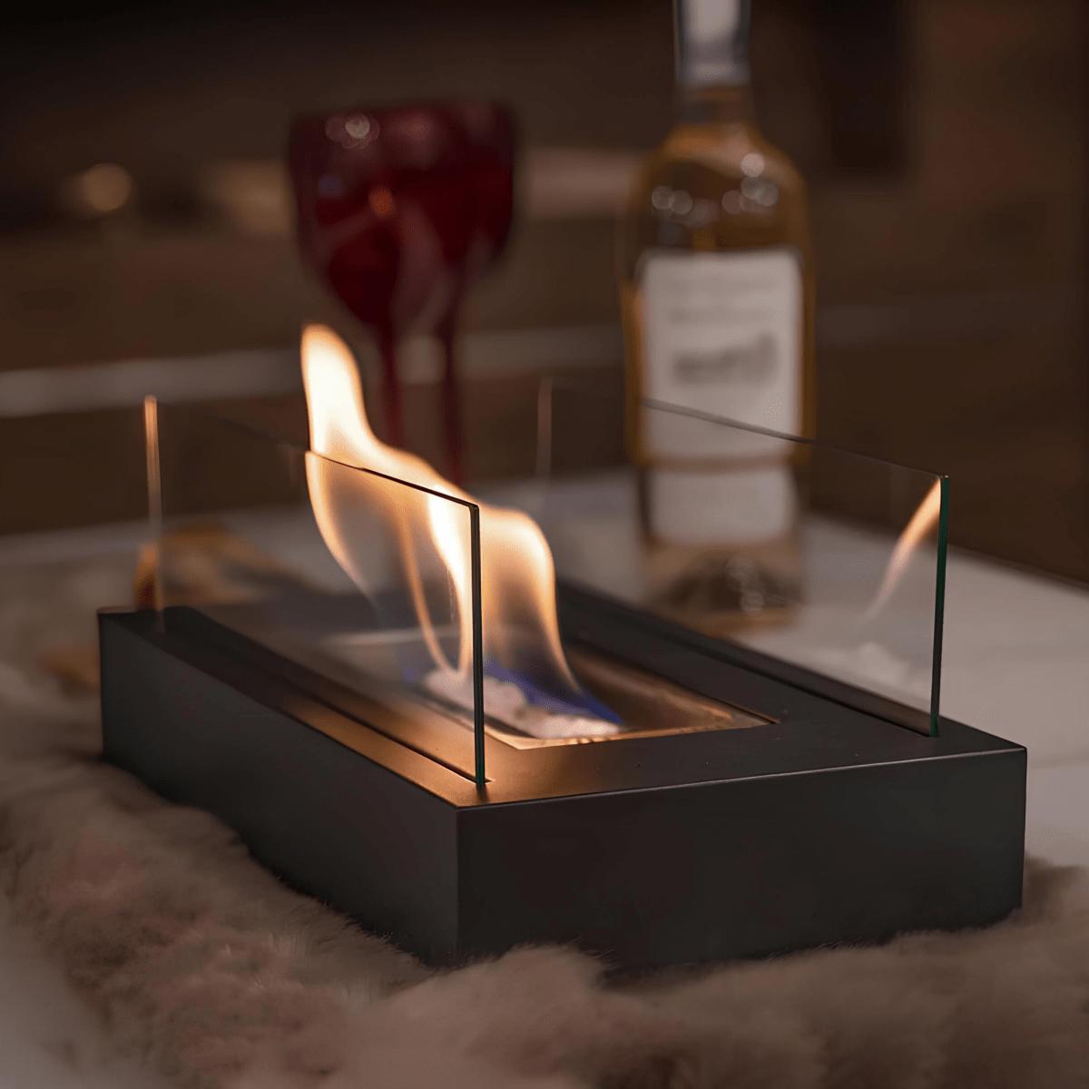 FlameGlow Bioethanol Table Fireplace – Real Fire Without Smoke or Soot