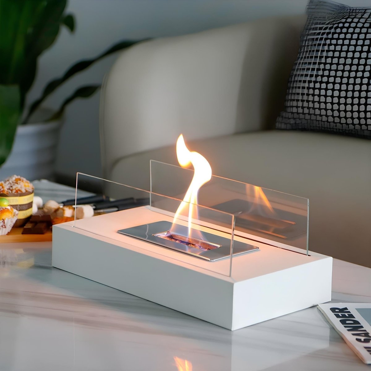 FlameGlow Bioethanol Table Fireplace – Real Fire Without Smoke or Soot