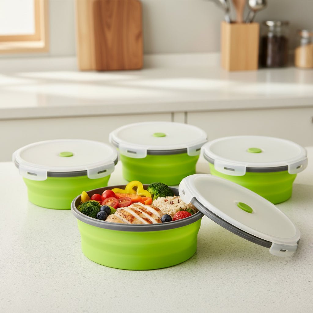 BENTOFLEX – Collapsible Silicone Bento Lunch Box Set, Portable Food Container with Leak-Proof Lid 2