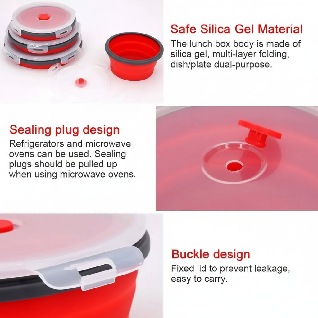 BENTOFLEX – Collapsible Silicone Bento Lunch Box Set, Portable Food Container with Leak-Proof Lid 3