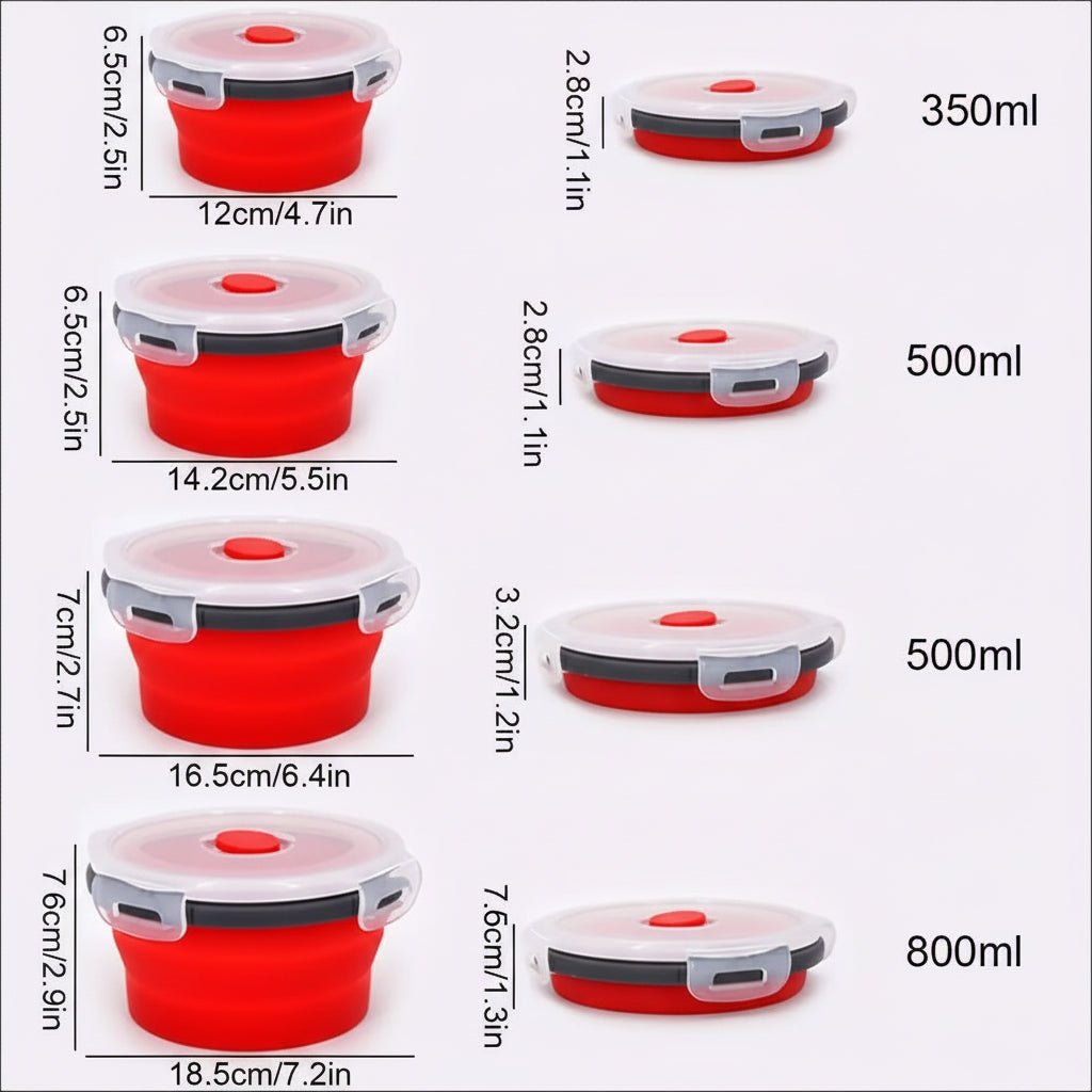 BENTOFLEX – Collapsible Silicone Bento Lunch Box Set, Portable Food Container with Leak-Proof Lid 4