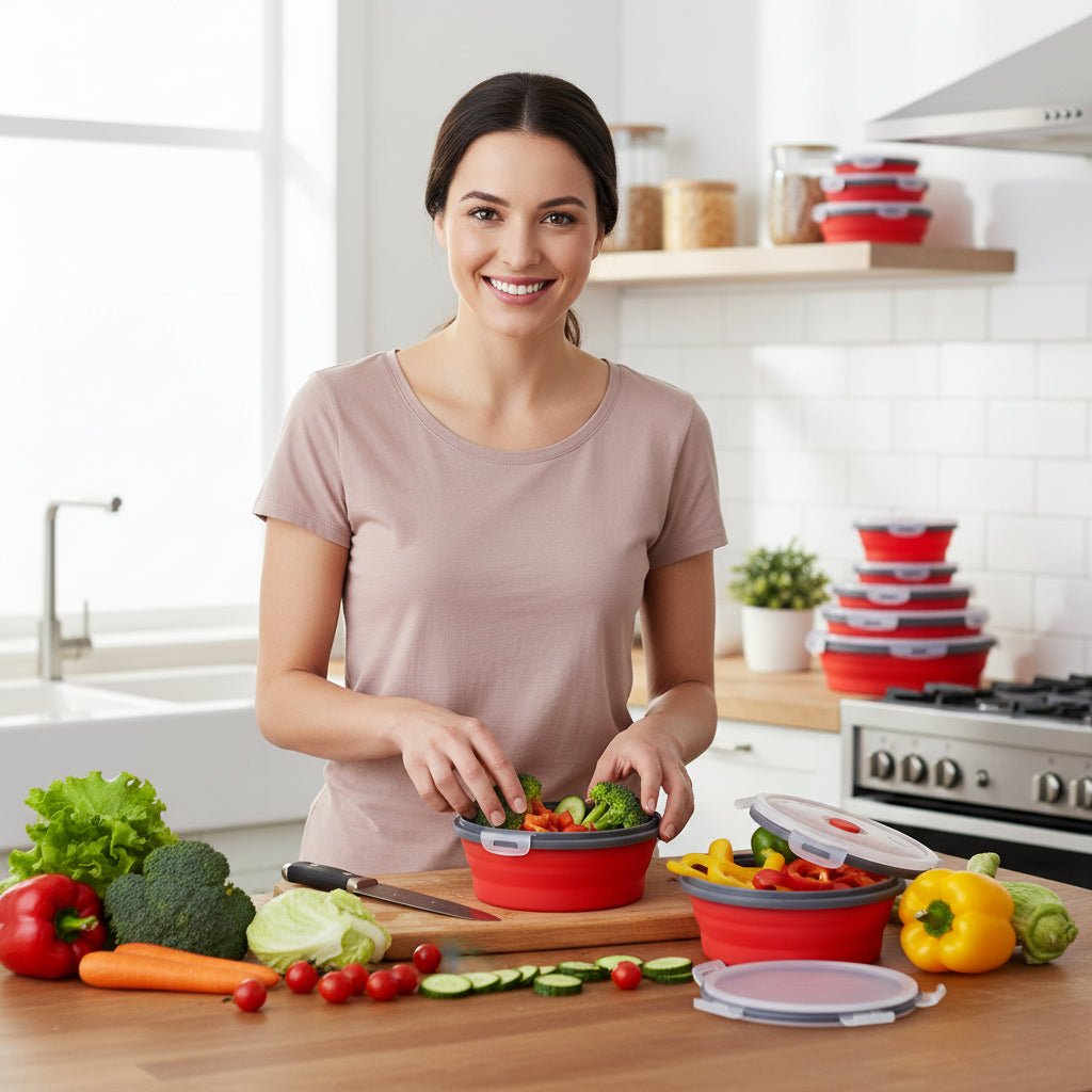 BENTOFLEX – Collapsible Silicone Bento Lunch Box Set, Portable Food Container with Leak-Proof Lid 1