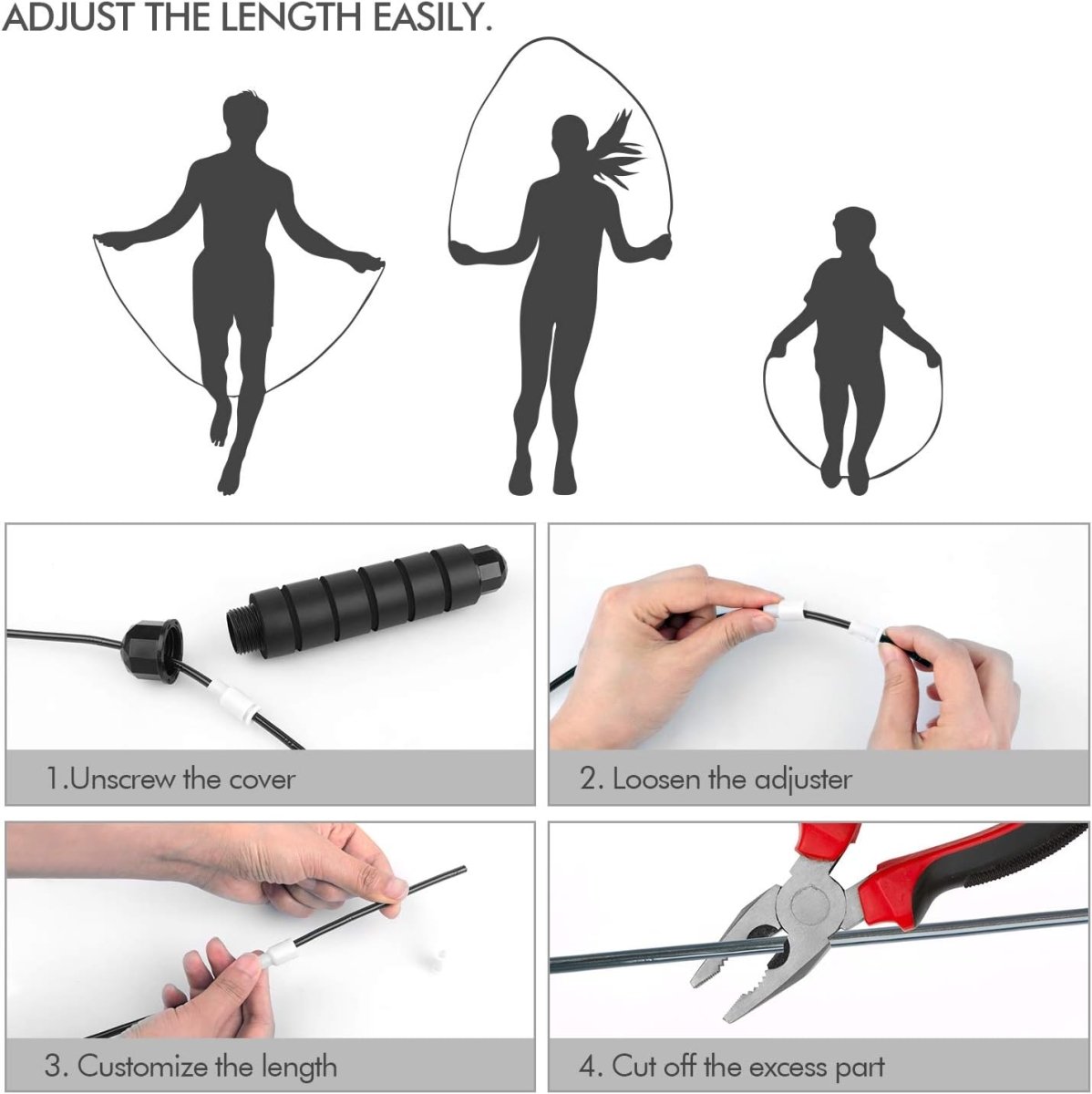 Flexijump - adjustable jump rope for fitness and sports, tangle -free, black-6