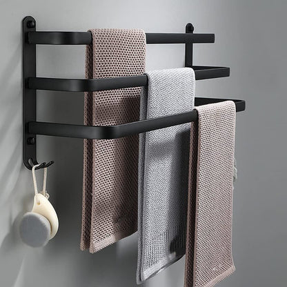 FlexRack – Wall-Mounted Aluminum Bathroom Shelf with 3 Crossbars