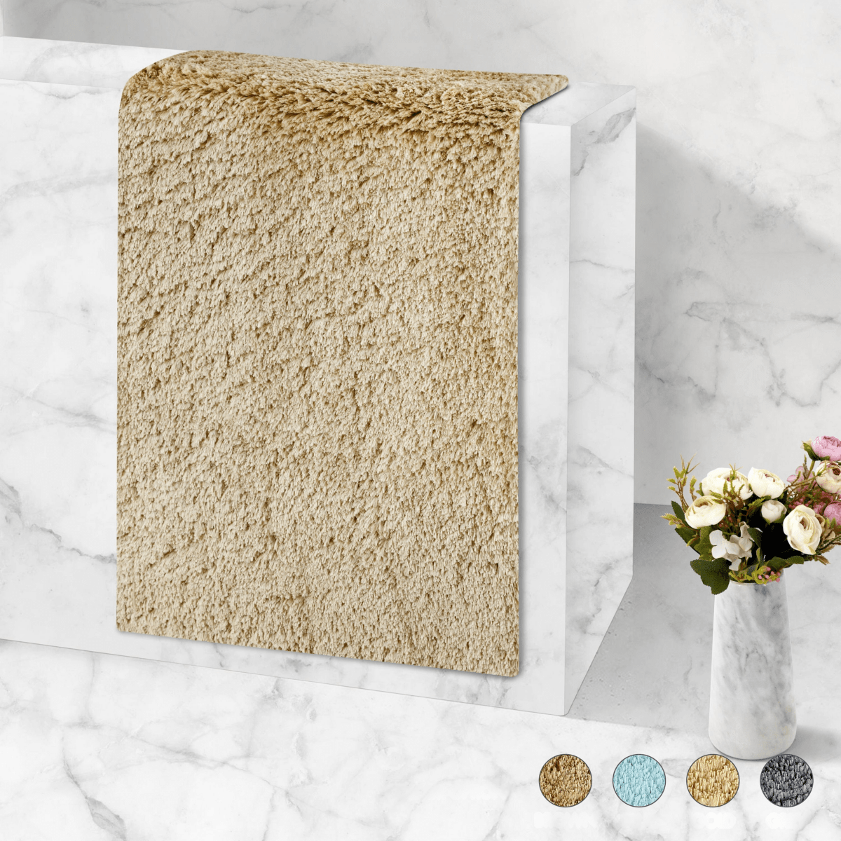 Tapete de Banho Ultra Absorvente Veloura | Tapete de casa de banho antiderrapante e macio para conforto e segurança