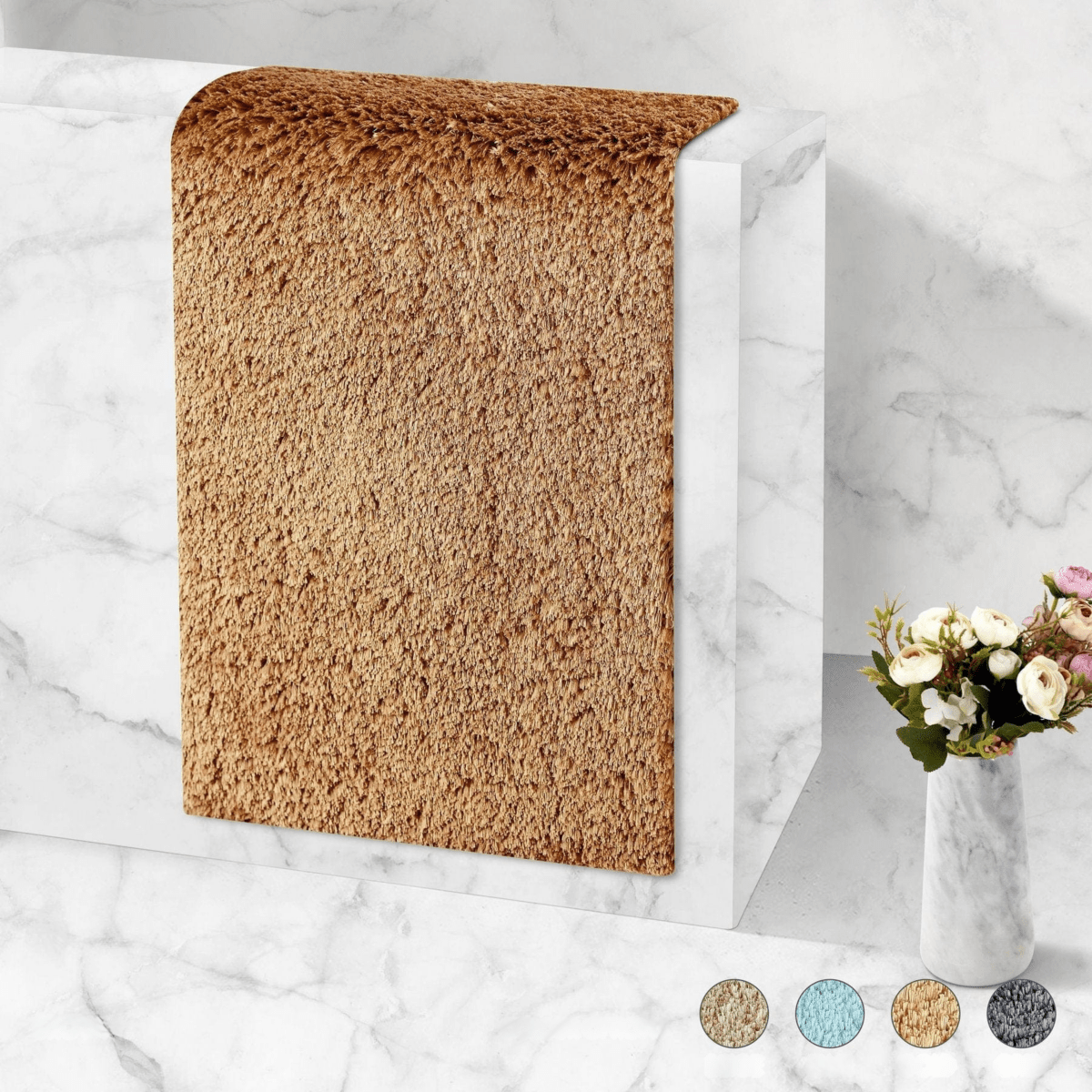 Tapete de Banho Ultra Absorvente Veloura | Tapete de casa de banho antiderrapante e macio para conforto e segurança