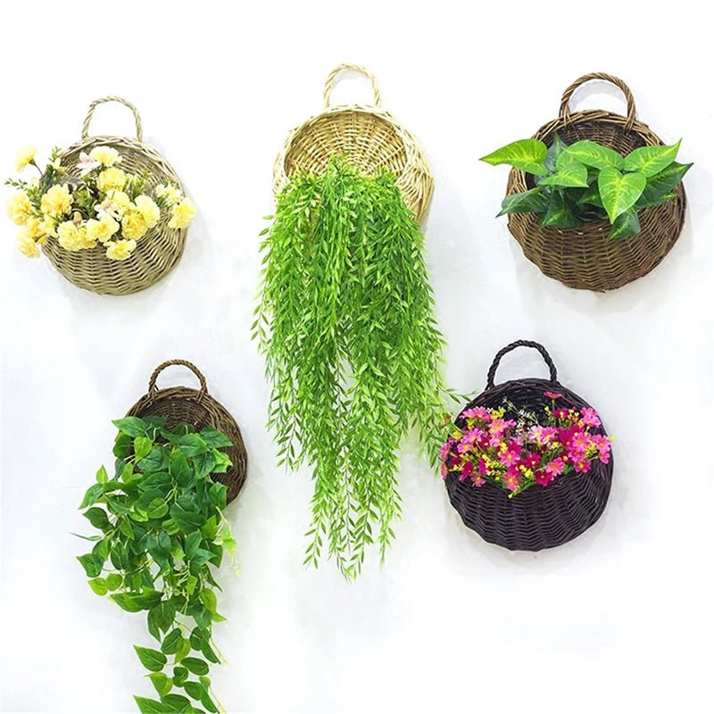Elegant Wicker Flower Planter Basket - Durable Decorative Storage for Home & Garden 2
