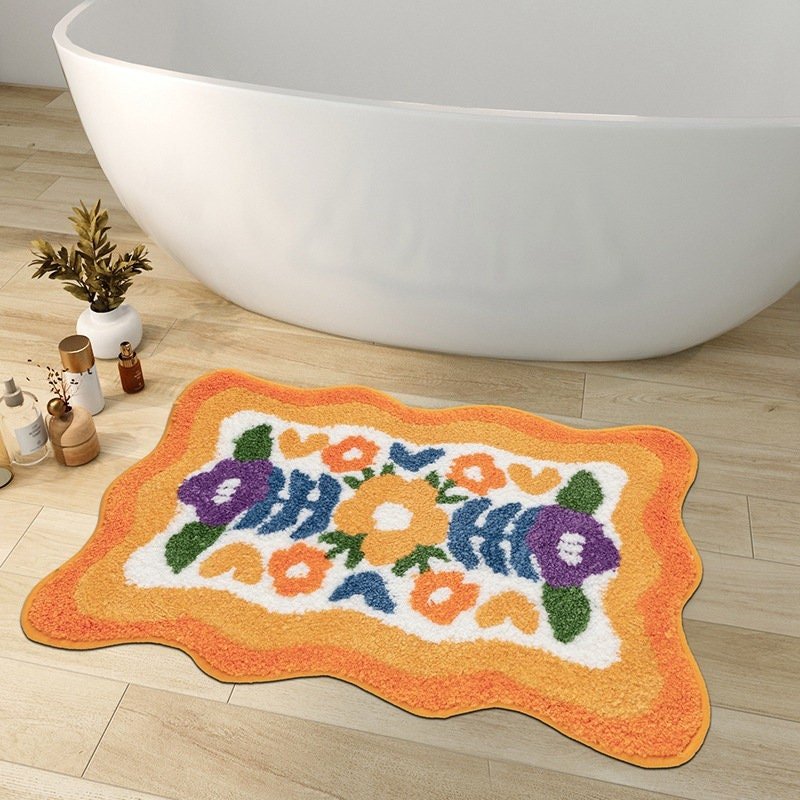 FLOWERSTEP – Colorful Flower Bathroom Mat with Non-Slip Backing 1
