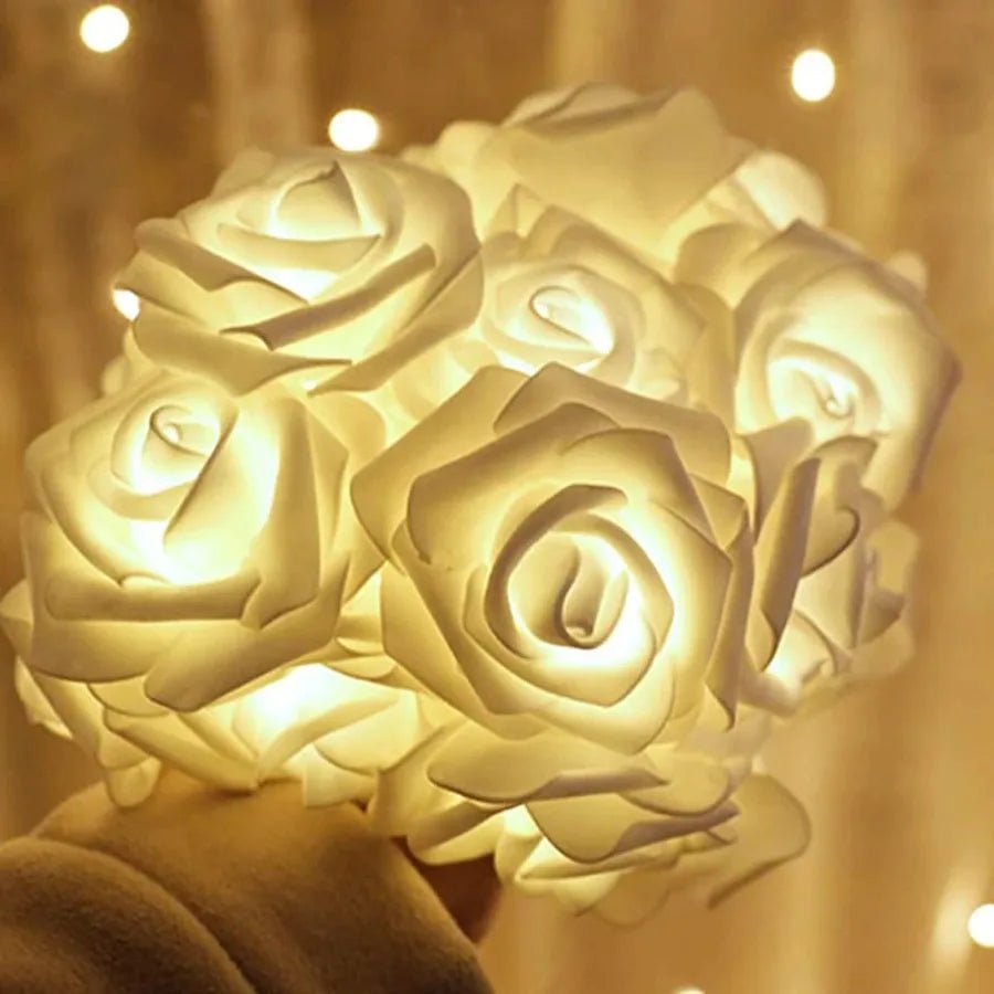 FLORALINE – Fairy Lights with Artificial Roses and Warm LED Glow for Romantic Ambience 1