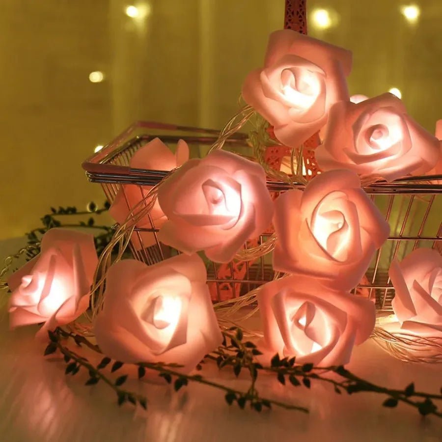 FLORALINE – Fairy Lights with Artificial Roses and Warm LED Glow for Romantic Ambience 5