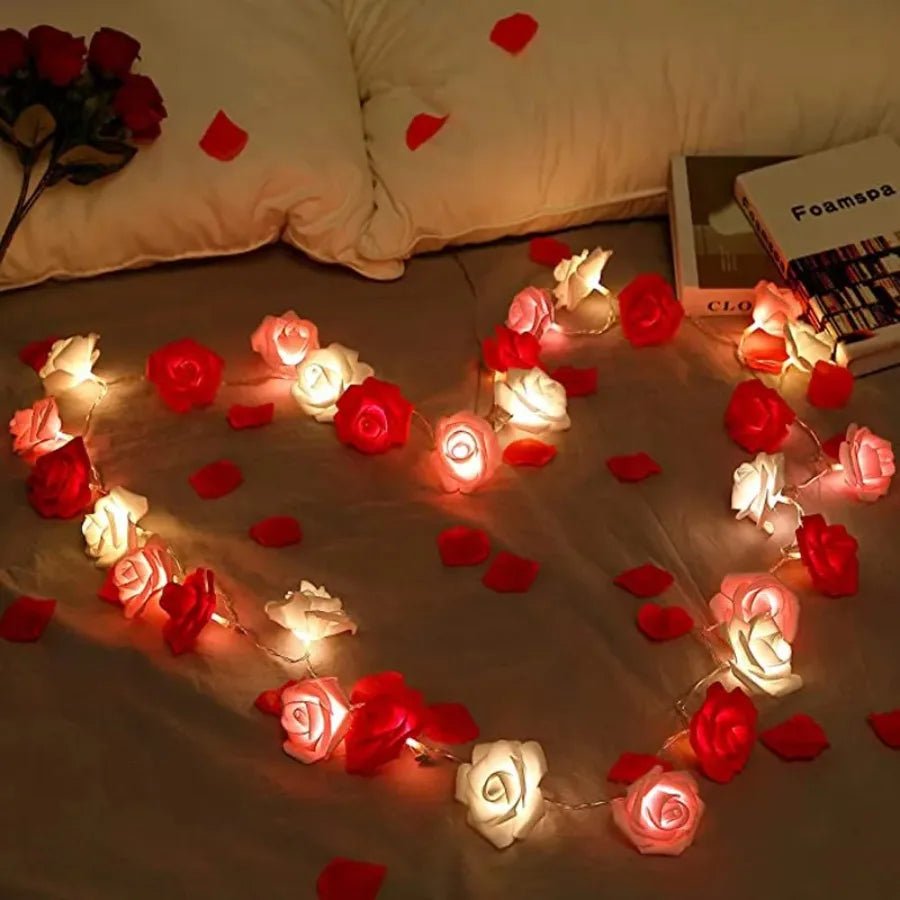 FLORALINE – Fairy Lights with Artificial Roses and Warm LED Glow for Romantic Ambience 2