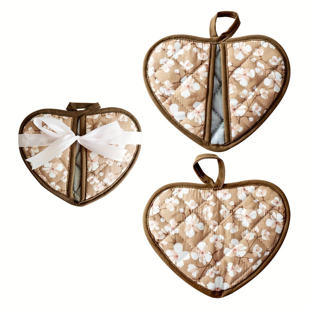 HOMESTYLE – Vintage Floral Heart-Shaped Potholders with Heat Resistance 8