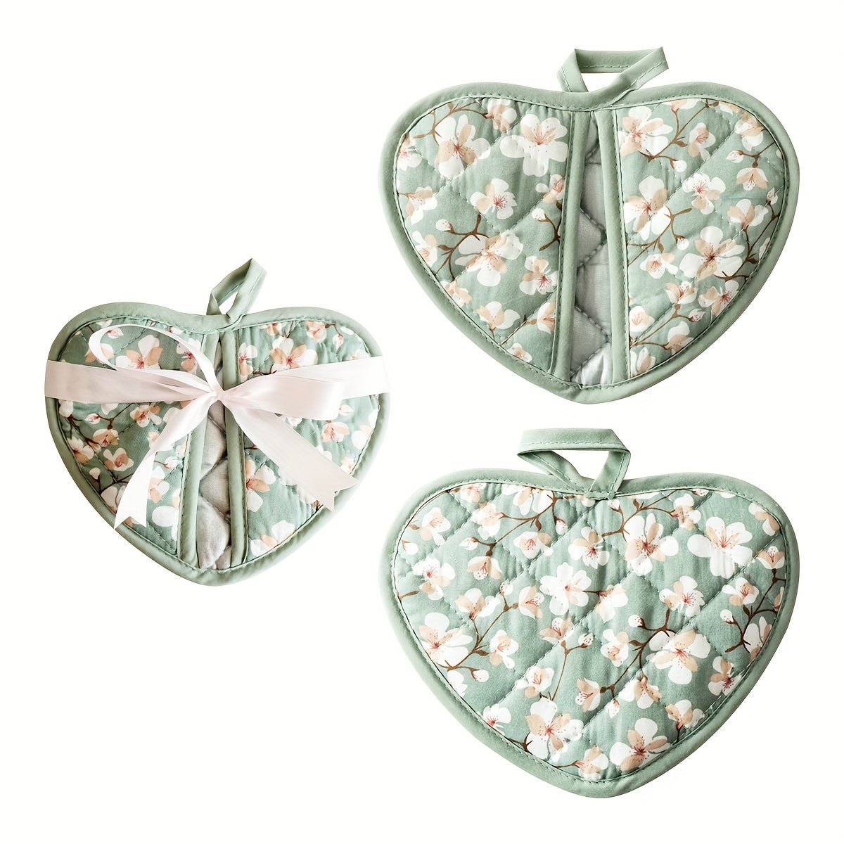 HOMESTYLE – Vintage Floral Heart-Shaped Potholders with Heat Resistance 6