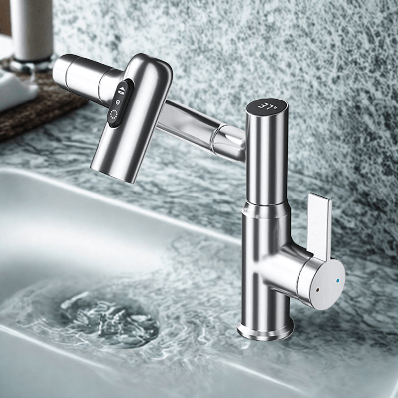 FLOWAXIS – 360° Swiveling Kitchen Faucet with Adjustable Height & Temperature Display