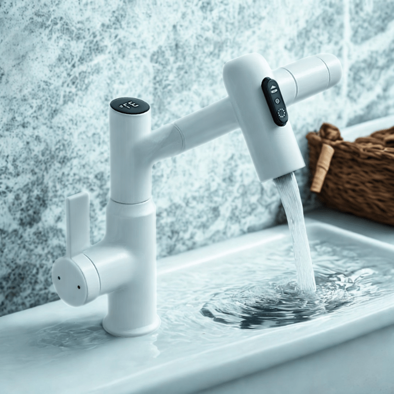 FLOWAXIS – 360° Swiveling Kitchen Faucet with Adjustable Height & Temperature Display